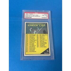 1961 Topps Baseball Checklist 430-506 #437 PSA 8 NM-MT Vintage Card Aparicio